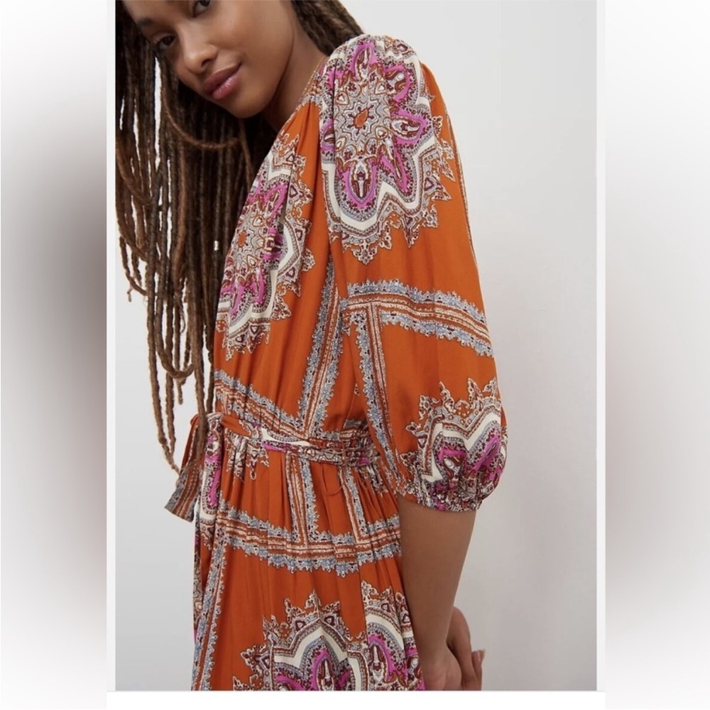 Anthropologie Isabel Paisley Cottage Porridge Mini Dress - Picture 2 of 5